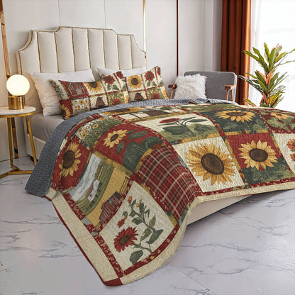 Shineful All Season Quilt 3-Piece Set - Sunflower Rustic Farm