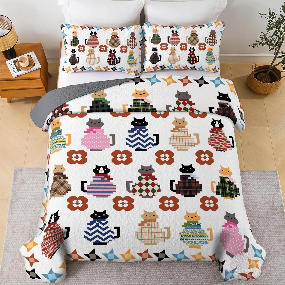Shineful All Season Quilt 3-Piece Set Sweater Kitties