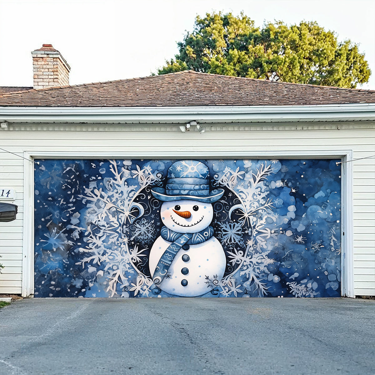 Shineful Garage Door Banner Decoration Frosty Cheer