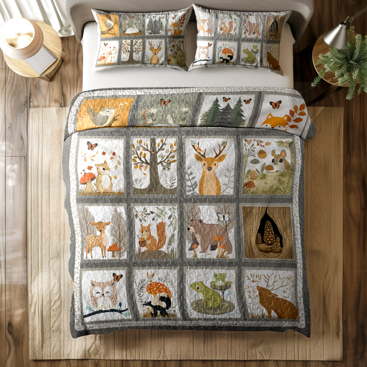 Shineful All Season Quilt 3-Piece Set Woodland Friends