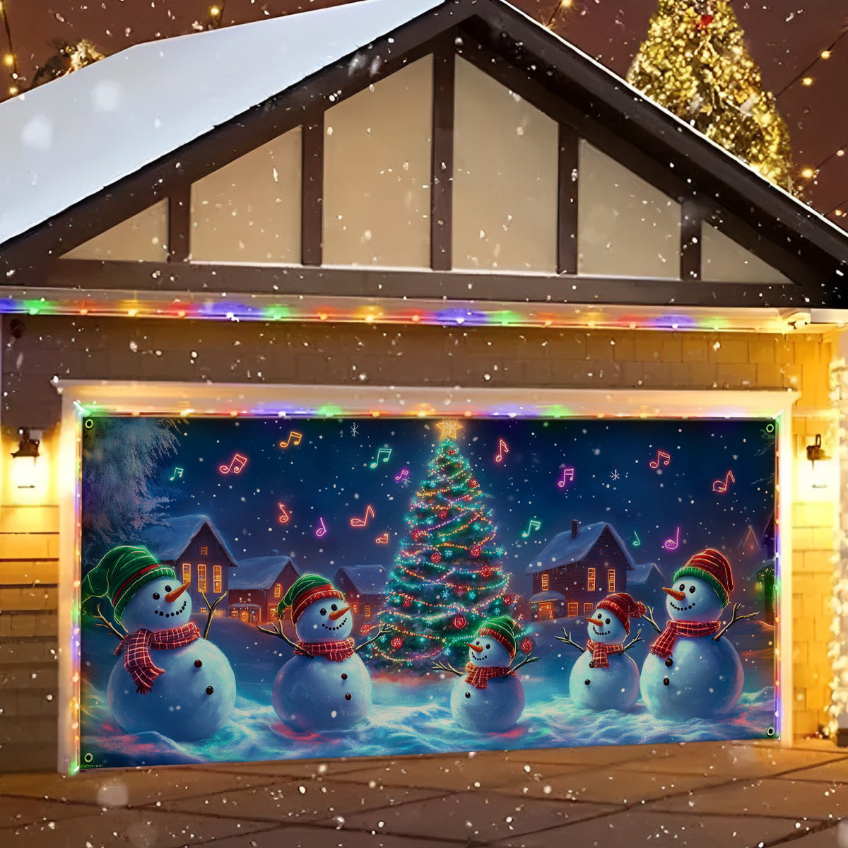 Shineful Garage Door Banner Decoration - Singing Snowman Christmas