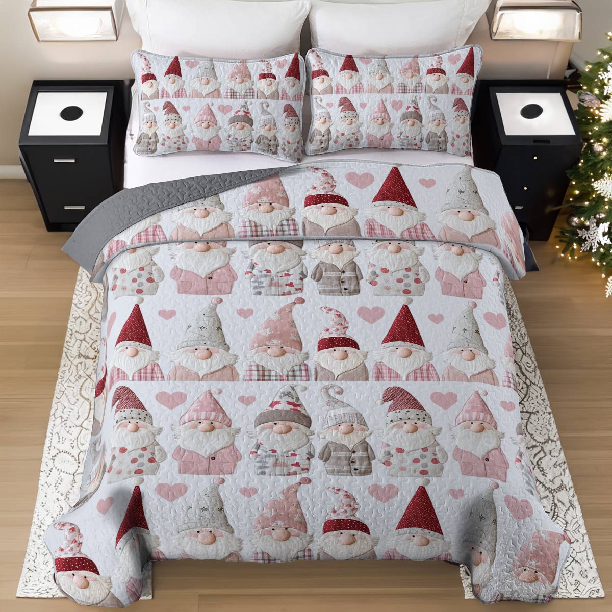 Shineful All Season Quilt 3-Piece Set Pretty Gnomes