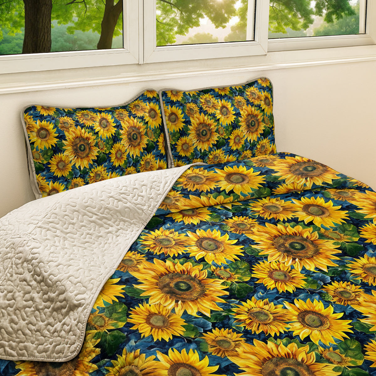 Shineful All Season Quilt 3-Piece Set Gorgeous Sunflower