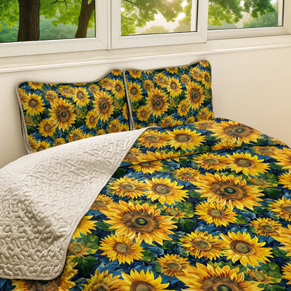 Shineful All Season Quilt 3-Piece Set Gorgeous Sunflower