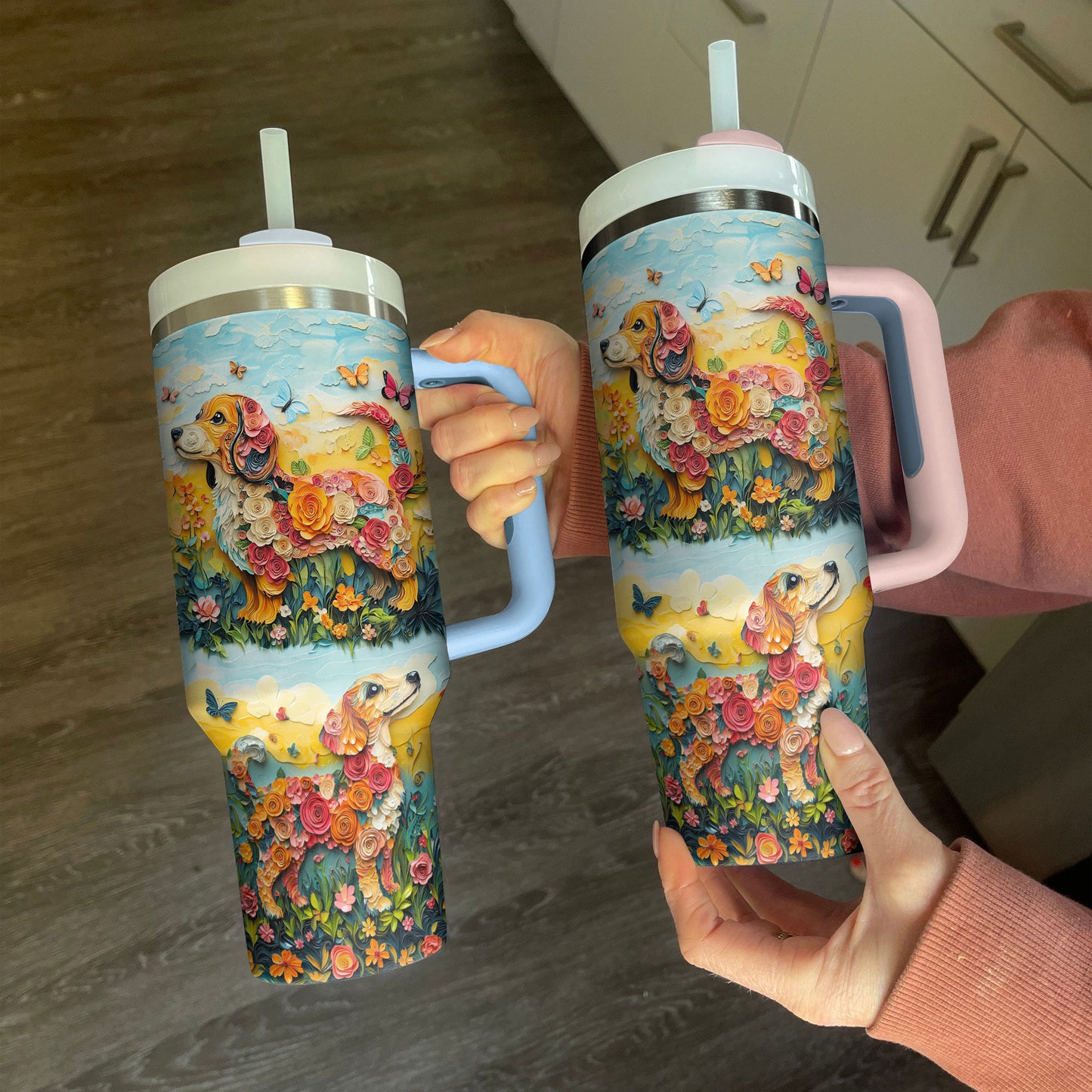 Shineful Tumbler Floral Dachshund