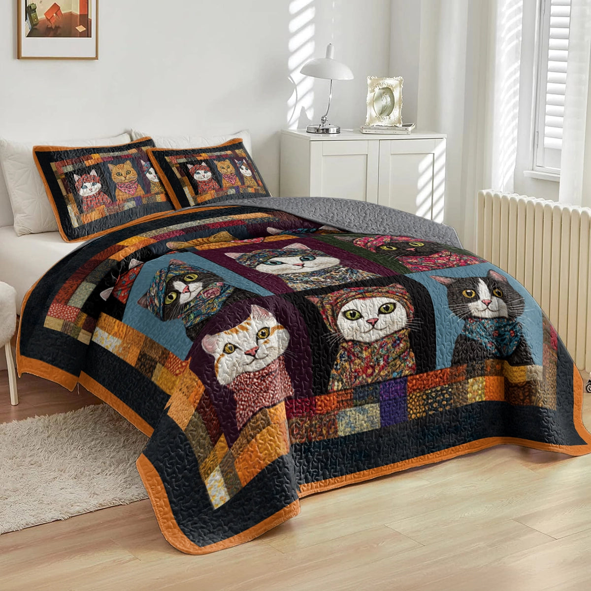 Shineful All Season Quilt 3-Piece Set - Cozy Cat Charm