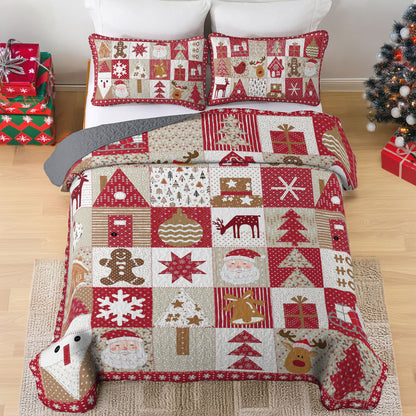 Shineful All Season Quilt 3-Piece Set Patchwork Christmas Wonderland
