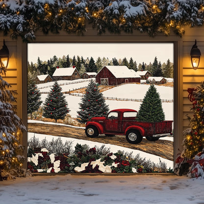 Shineful Garage Door Banner Decoration - Christmas Truck