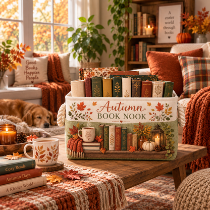 Shineful Cozy Autumn Reading Book Basket