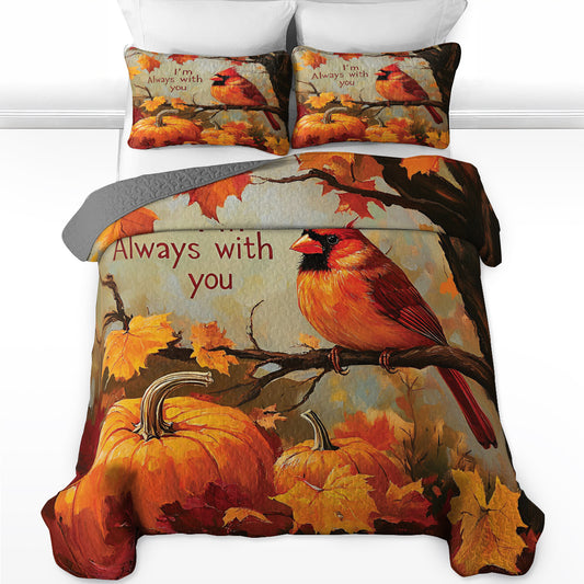 Shineful All Season Quilt 3-Piece Set Autumn Cardinal
