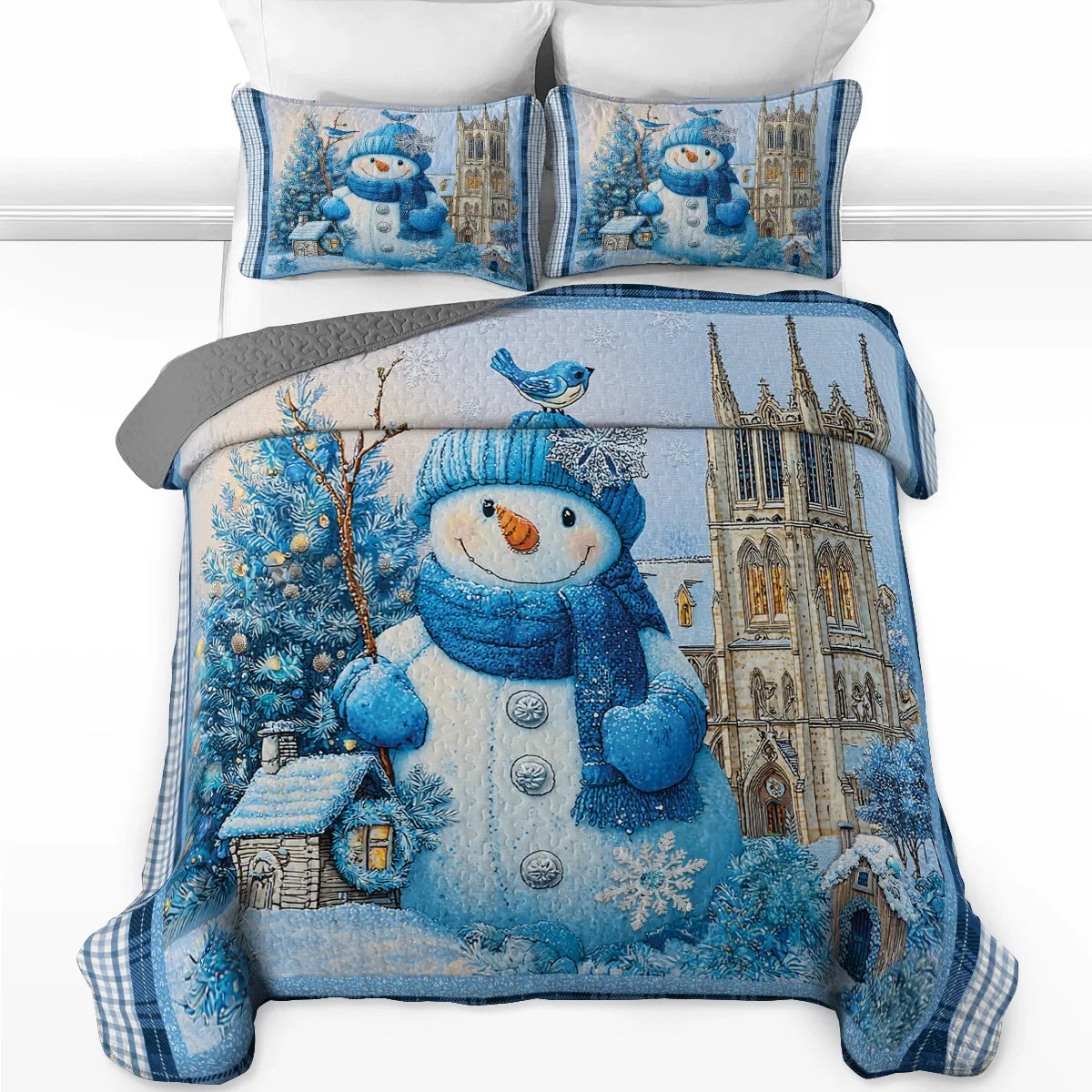 Shineful Quilt 3-Piece Set Frosty Blue Winter
