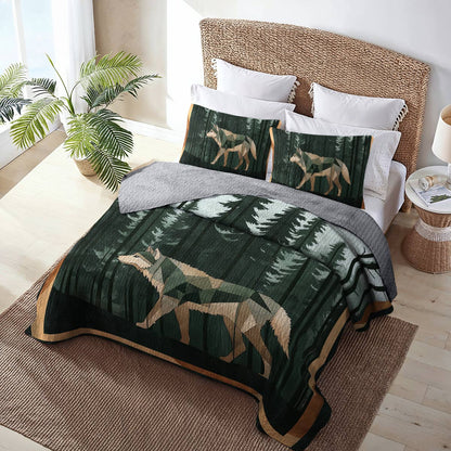 Shineful All Season Quilt 3-Piece Set - Wolf Wilderness