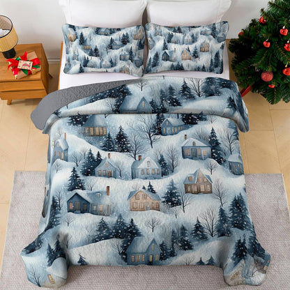 Shineful All Season Quilt 3-Piece Set Snow Village