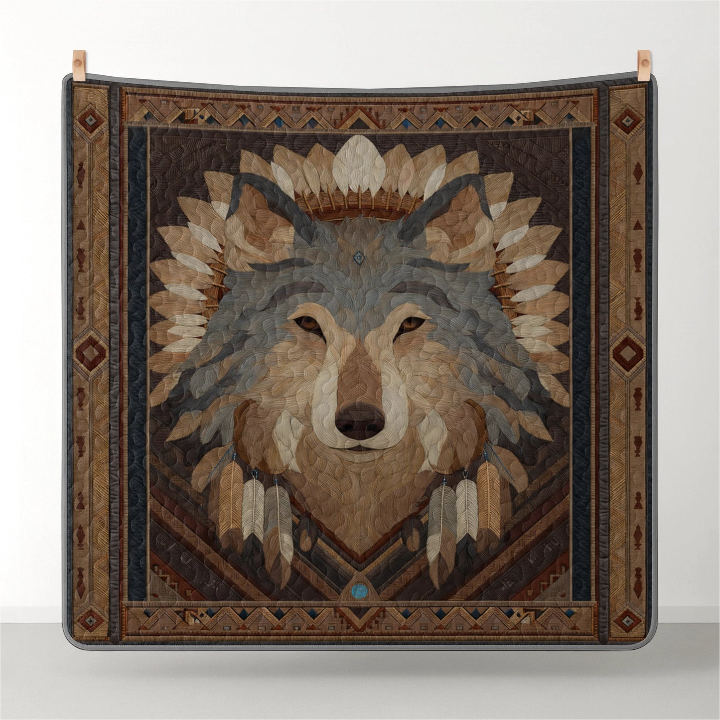 Shineful All Season Quilt 3-Piece Set Earth Spirit Wolf