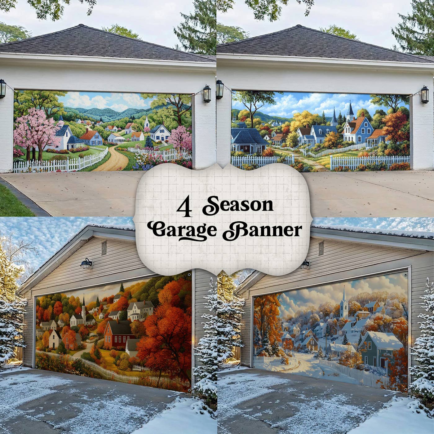 Shineful Garage Door Banner Decoration 4 Season