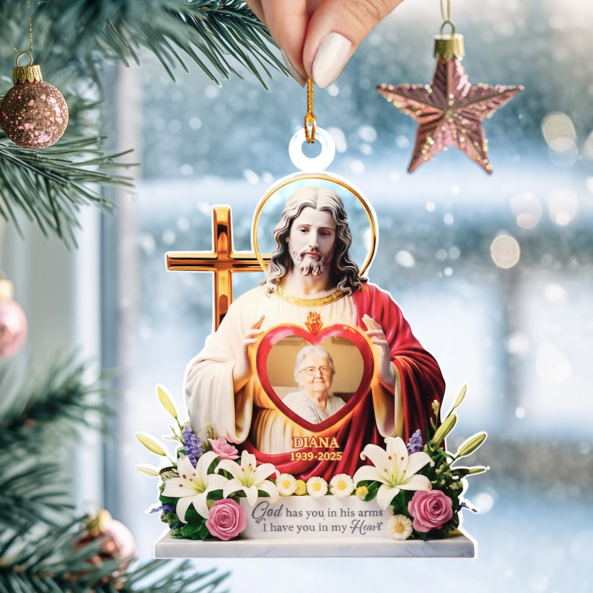 Shineful 2D Acrylic Ornament Personalized Safe In God's Arms