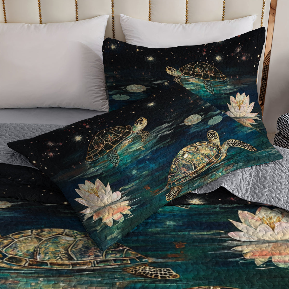 Shineful All Season Quilt 3-Piece Set Starry Turtle Lagoon
