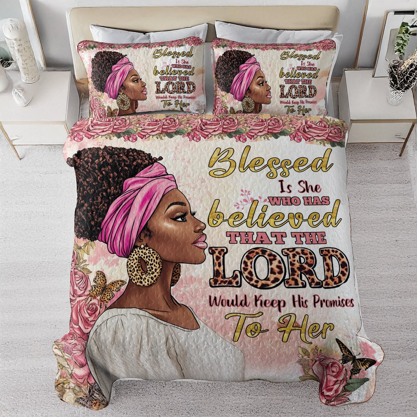 Shineful All Season Quilt 3-Piece Set - Black Women's Ballad