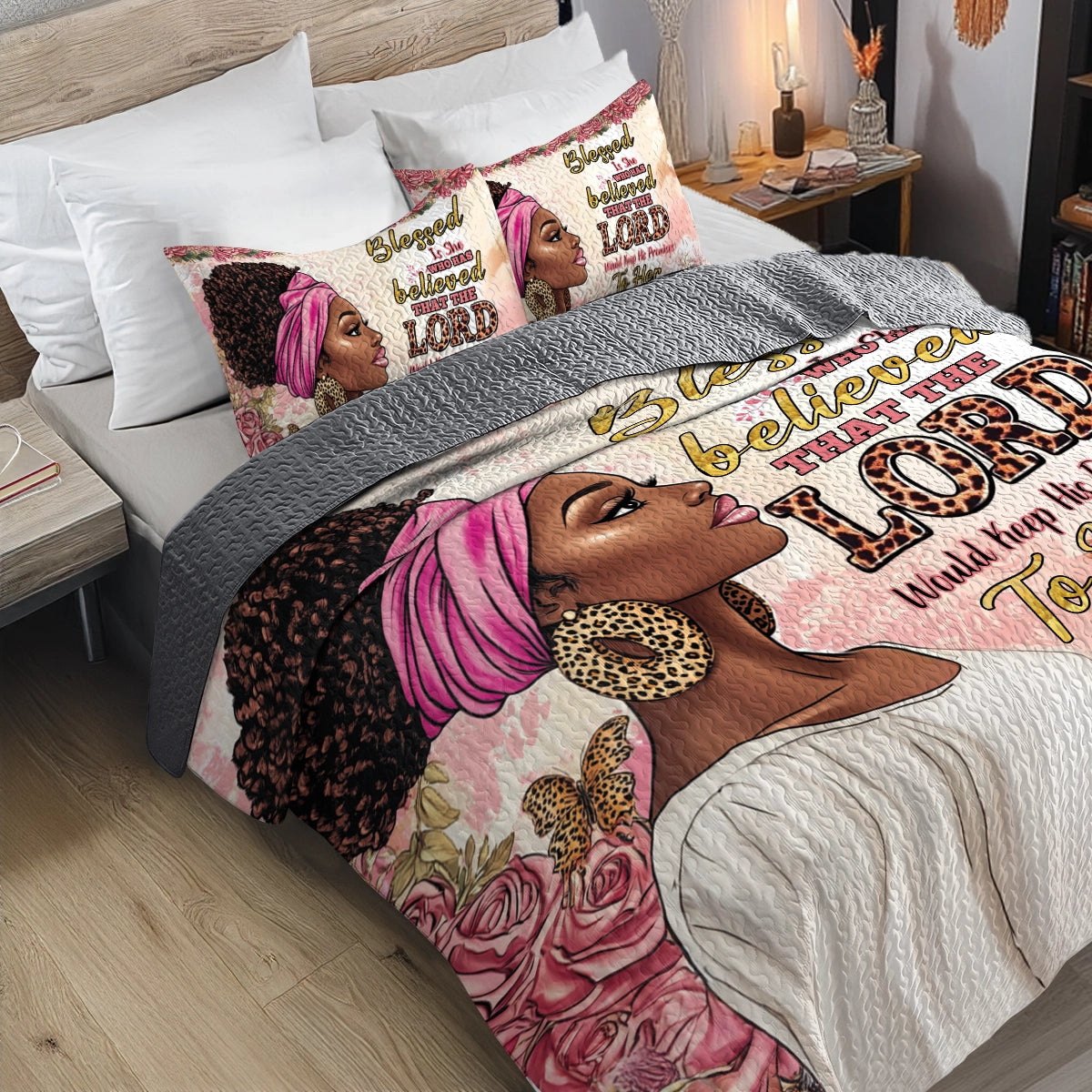 Shineful All Season Quilt 3-Piece Set - Black Women's Ballad