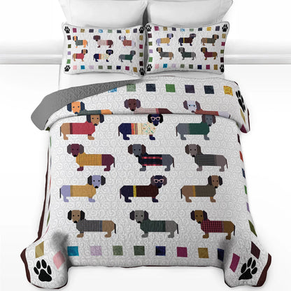 Shineful Quilt 3-Piece Set Dachshund Paws and Patches