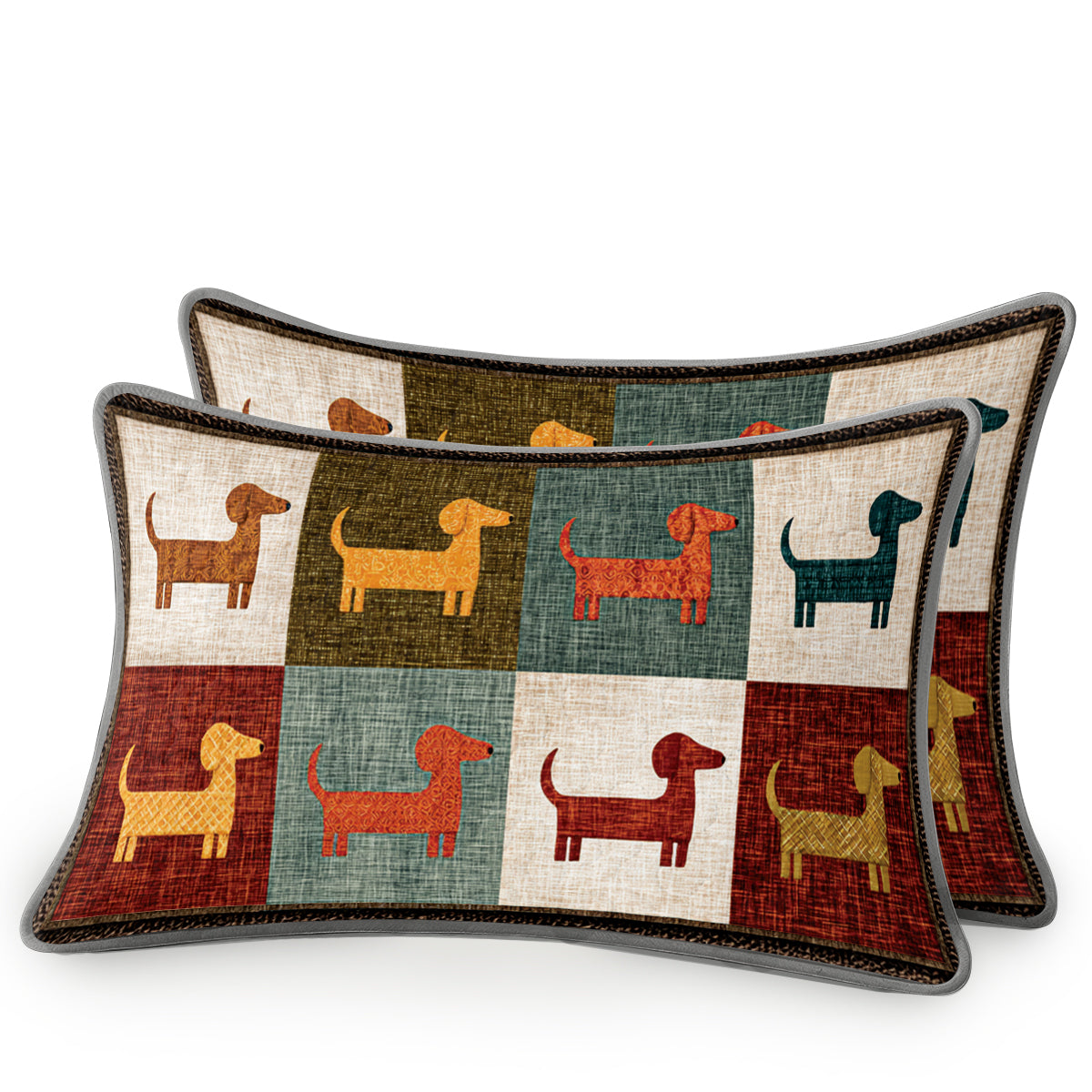 Shineful All Season Quilt 3-Piece Set Colorful Dachshund Patch