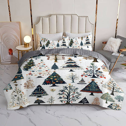Shineful All Season Quilt 3-Piece Set Gentle Christmas Tree