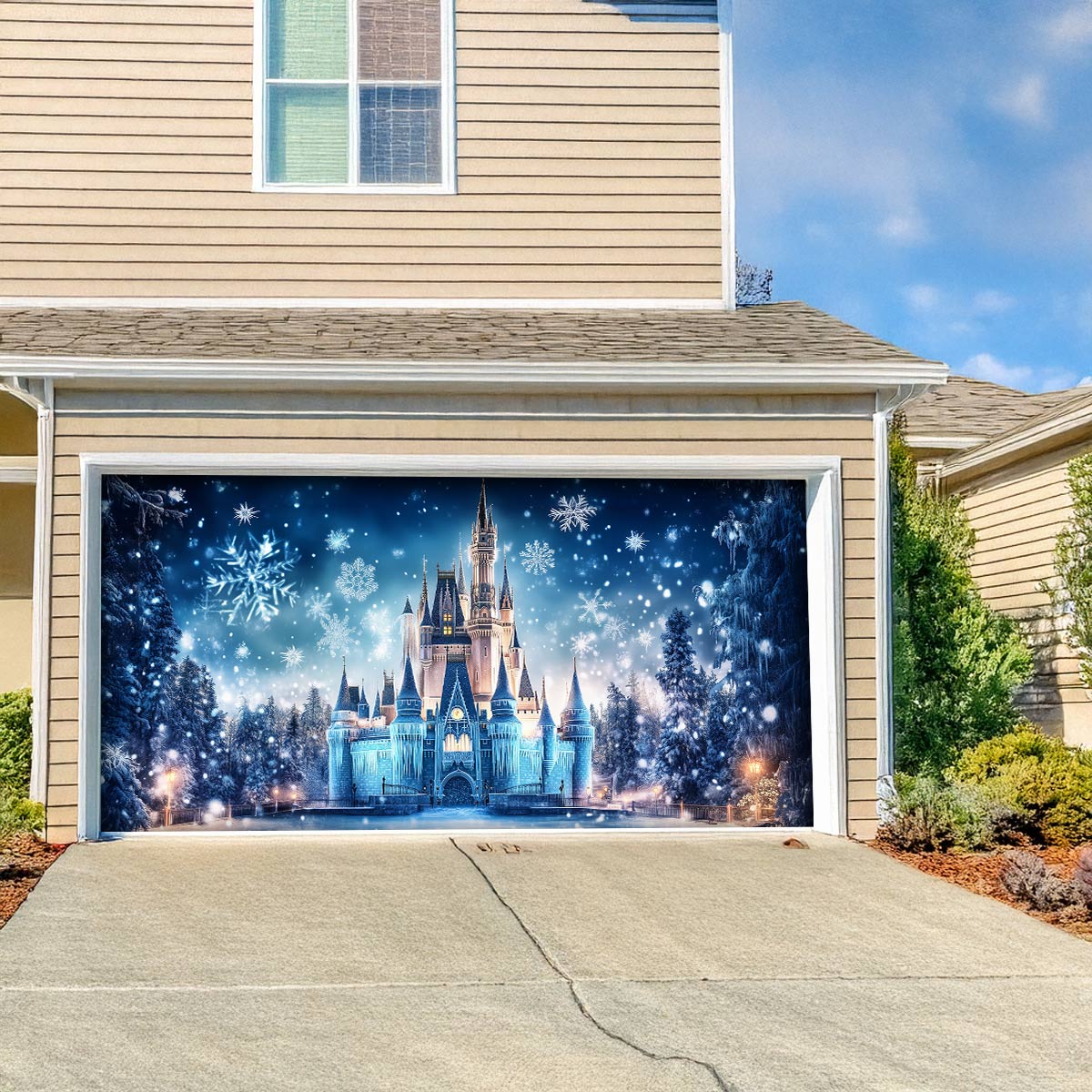 Shineful Garage Door Banner Decoration - Frozen Ice Palace