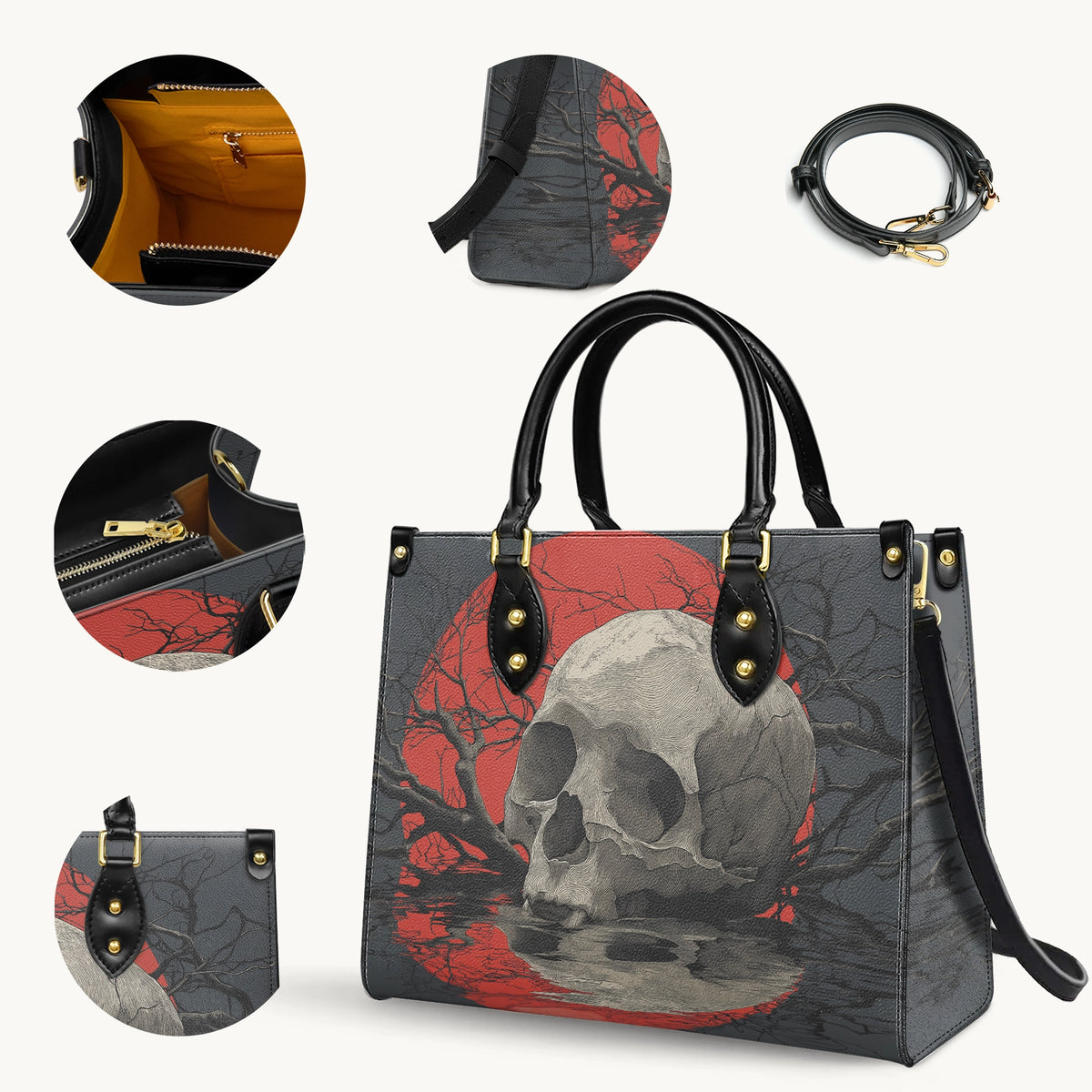 Shineful Leather Bag Red Eclipse Skull