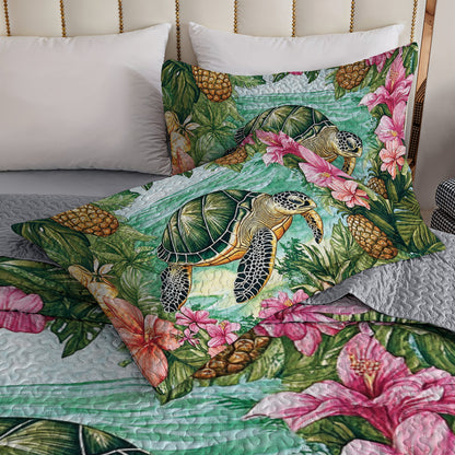 Shineful All Season Quilt 3-Piece Set Tropical Sea Turtle