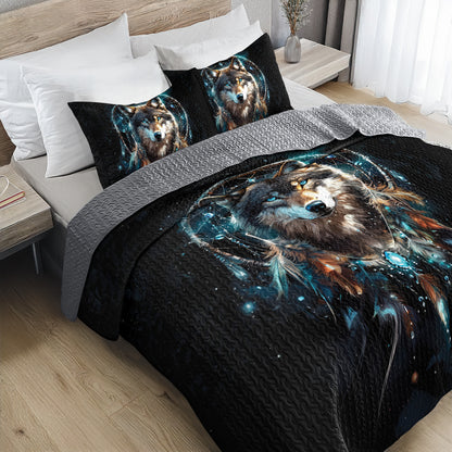 Shineful All Season Quilt 3-Piece Set Wolf Dreamcatcher