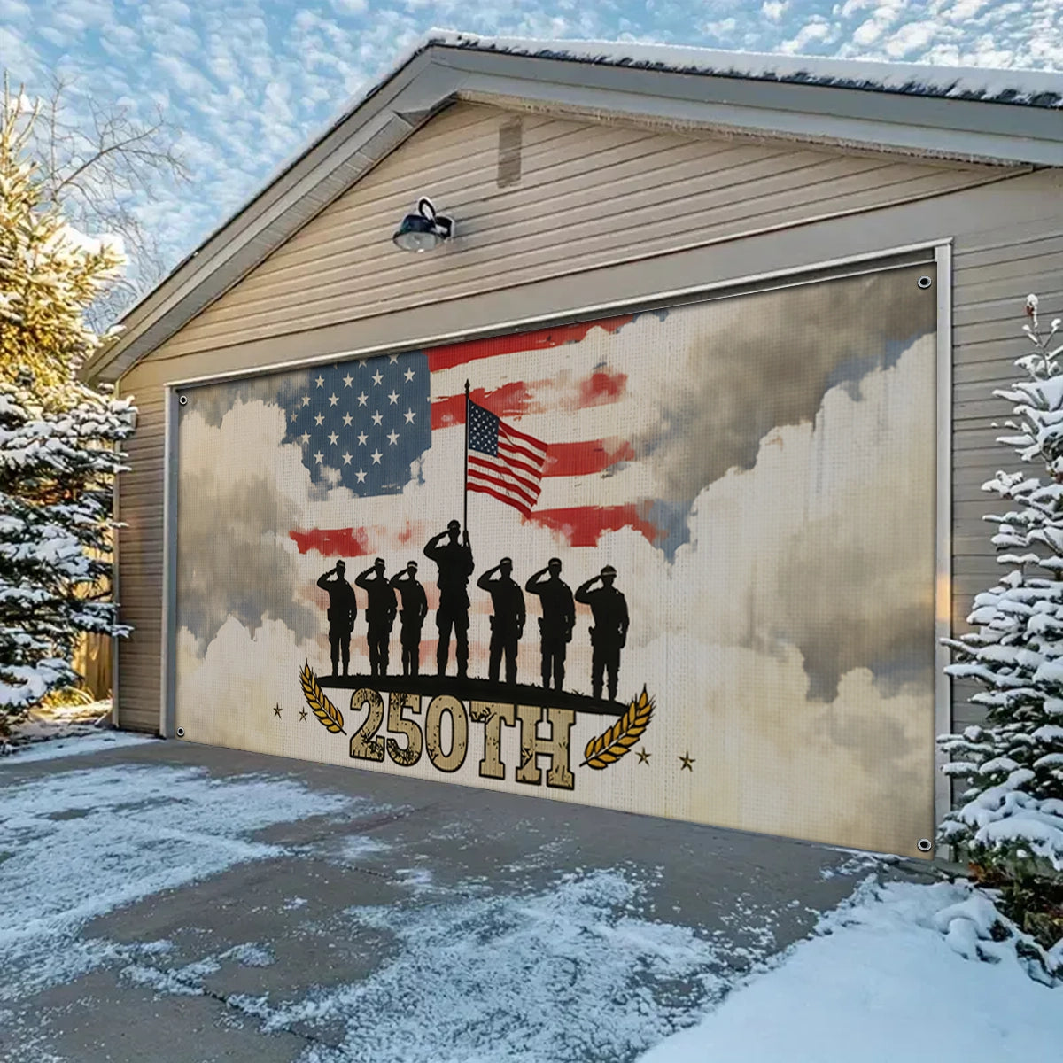 Shineful Garage Door Banner Decoration Salute to America