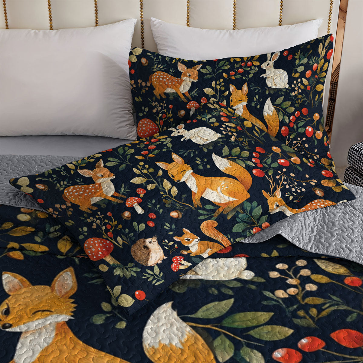 Shineful All Season Quilt 3-Piece Set Cute Animal In Forest