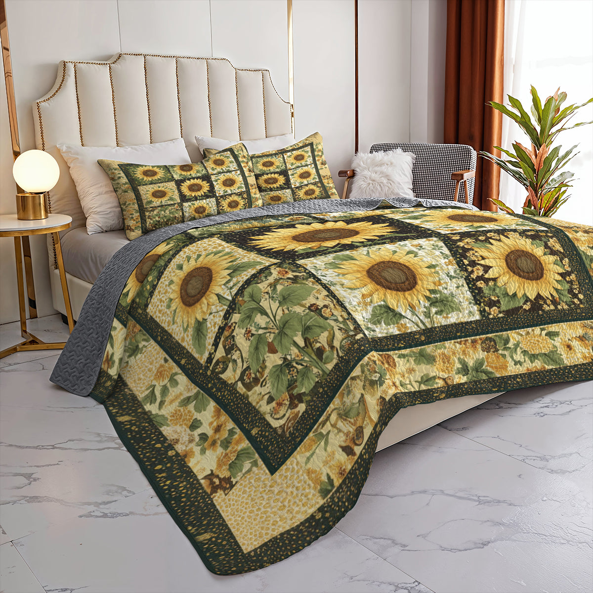 Shineful All Season Quilt 3-Piece Set Sunflower Patch