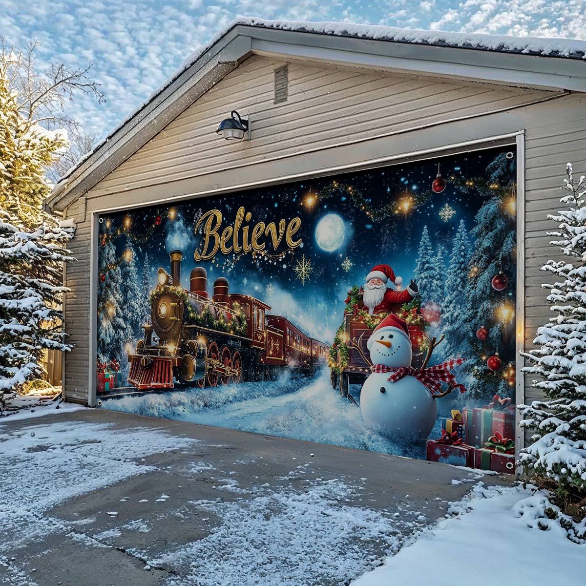 Shineful Garage Door Banner Decoration Winter Wonderland
