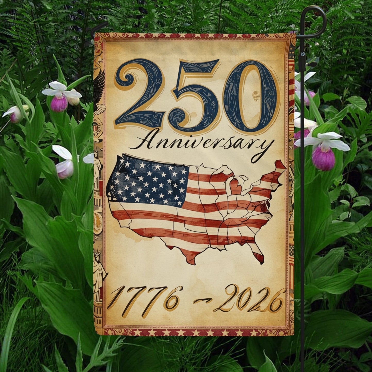 Shineful Gargen Flag 12" x 18" - 250 Years of American Heritage