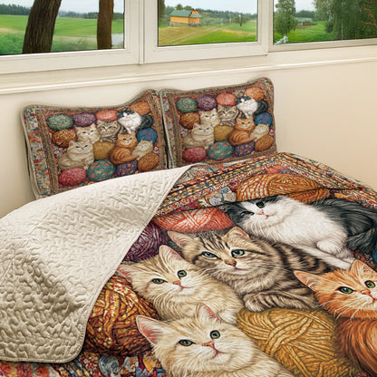 Shineful All Season Quilt 3-Piece Set - Purrfect Yarn Cat