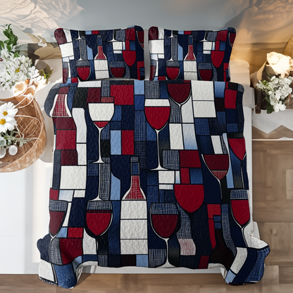 Shineful All Season Quilt 3-Piece Set Dreamy Wine Lovely