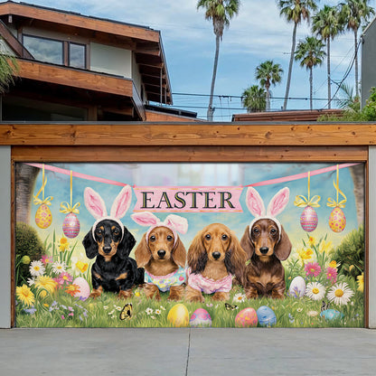 Shineful Garage Door Banner Decoration Cute Easter Dachshund