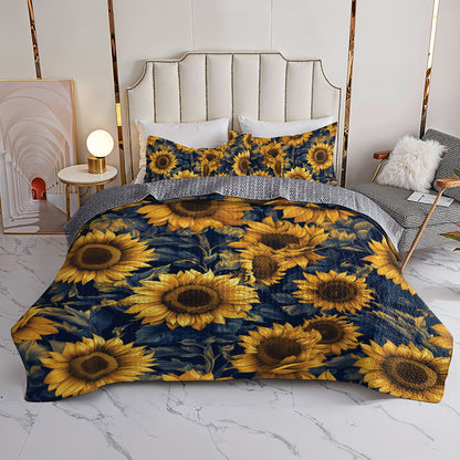 Shineful All Season Quilt 3-Piece Set Gorgeous Sunflower