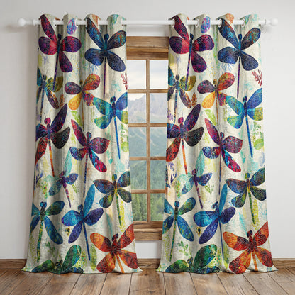 Shineful Quilted Curtain Dragonfly Mosaic