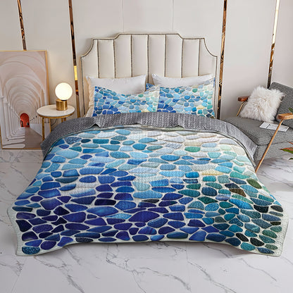 Shineful All Season Quilt 3-Piece Set Ocean Pebbles