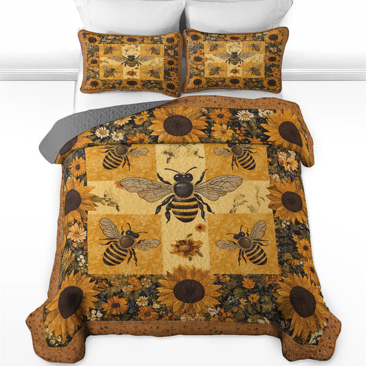 Shineful All Season Quilt 3-Piece Set Bee Sunflowers
