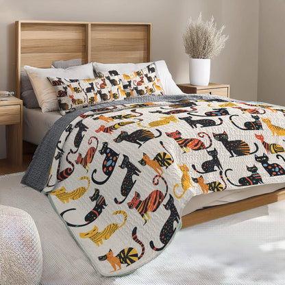 Shineful All Season Quilt 3-Piece Set - Cat-tastic Slumber Party