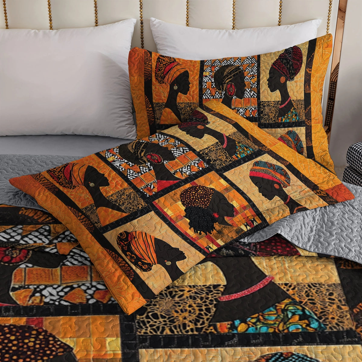 Shineful All Season Quilt 3-Piece Set African Queen Elegance