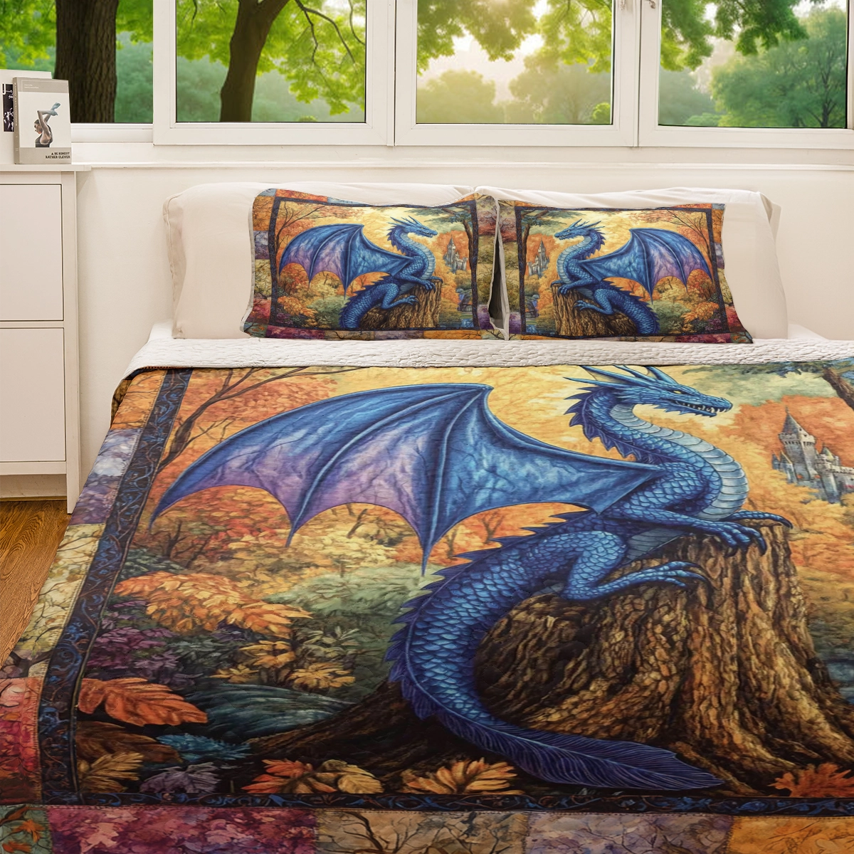 Shineful All Season Quilt 3-Piece Set - Mystic Forest Dragon