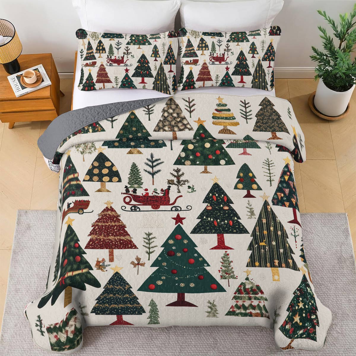 Shineful All Season Quilt 3-Piece Set - Christmas Tree Farm