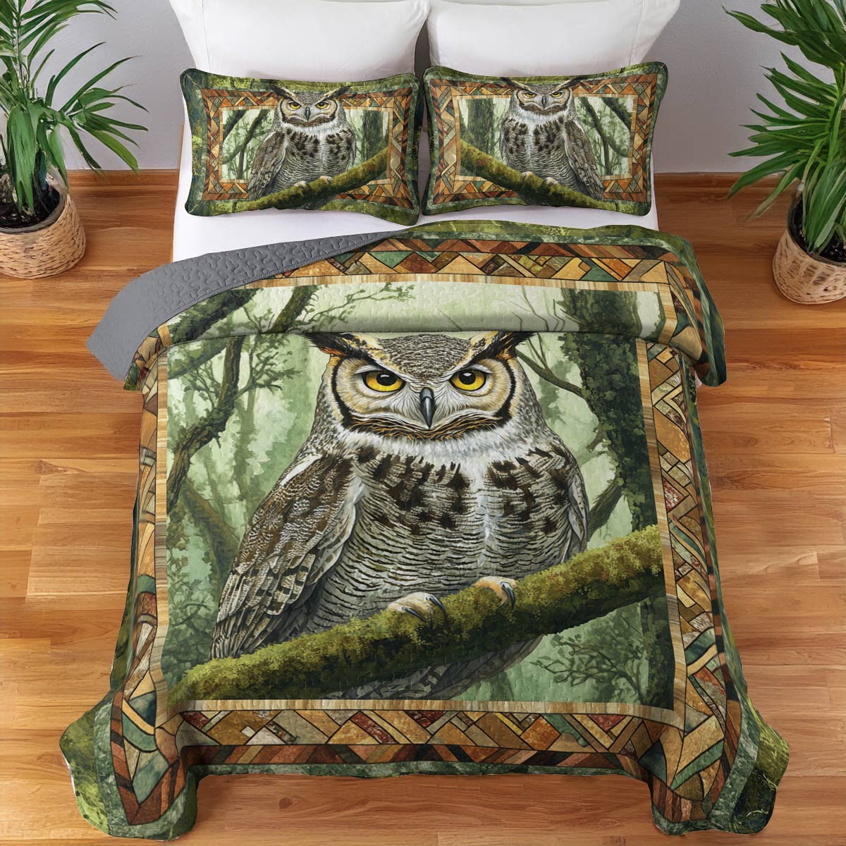 Shineful All Season Quilt 3-Piece Set Wise Owl