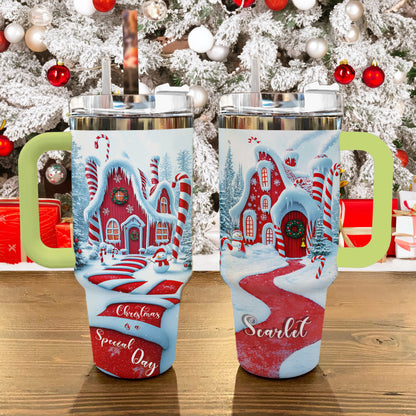 Shineful Tumbler Personalized Candy Cane Cottage