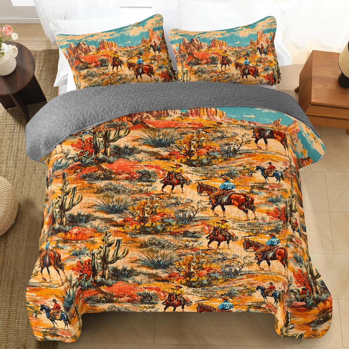 Shineful All Season Quilt 3-Piece Set Desert Cowboy Dreams