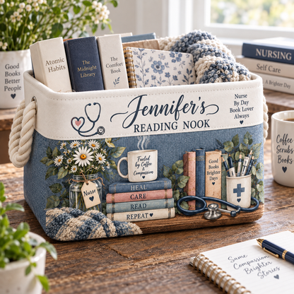 Shineful Personalized Nurse Book Book Basket
